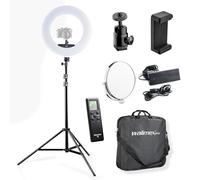Walimex pro Medow 960 Pro Luce anulare LED incl. treppiede, luce anulare bicolore 3200-5500 K, luce video dimmerabile con telecomando 96 W, treppiede per lampada con ammortizzazione a molla