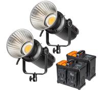 Walimex pro Niova Plus 500 Daylight, Set 2 Faretti LED per fotografia, luce video 500 W, con riflettore Bowens e diffusore, con tecnologia COB-LED, per studio fotografico