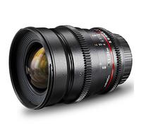Walimex Pro - Obiettivo a baionetta per fotocamere e videocamere VCSC, compatibile con Fuji X, con paraluce, corona, diaframma/focus a regolazione continua, colore: nero, filettatura filtro 77 mm lunghezza focale 24 mm, apertura 1:1,5
