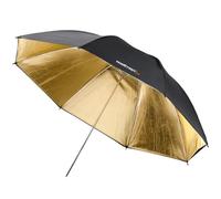 Walimex pro Ombrello fotografico riflettente doppio strato nero/oro, Ø 109 cm, per luce calda e morbida, modellatore di luce per flash fotografia di ritratto prodotto