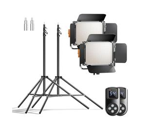 Walimex pro Pannello LED Niova 900 Bi Color e treppiede Set da 2 con luci LED da 54 W, temperatura di colore variabile e stativi per luci