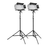 Walimex pro Pro 500 On Location Lightning Set (2 luci LED dimmerabili, 2 treppiedi per lampade WT-806 con borsa per il trasporto), 20375, 800 lux in uscita