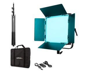 Walimex pro Rainbow 100 W LED RGB, set da 1 con treppiedi, set di 1 lampada da studio e 1 treppiede, lampada a 360 colori, 3200 - 9999K CRI 95, V-Mount batteria, dimmerabile, app o DMX