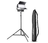 Walimex pro LED Sirius 160 Bi Color Set con panello LED + treppiede - 1x 65W Bi Color panello LED fotografico, 65 Watt 6000 Lumen, 5600K, dimmerabile, 1x treppiede lampada FT-8051 260cm con borsa