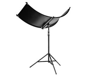 Walimex pro Set di Riflettore curvo a U Halfpipe e Stativo luci WT-806, Modellatore concavo da 150 x 60 cm, color argento/bianco/oro, Treppiede fino a 256 cm per fotografia ritratto