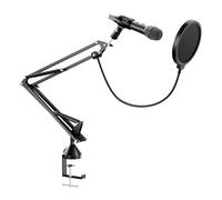 walimex pro Set Microfono Boya HM2 + braccio microfonico, microfono a mano con connessione USB-C e cavo da 120 cm, braccio microfonico da tavolo a 360° con filtro anti-pop e protezione antivento
