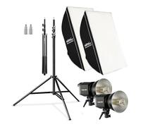Walimex pro Set per studio fotografico 2 luci LED da 35 W, 2 softbox da 90 x 60 cm, 2 stativi per luci max 256 cm, temperatura di colore 5000 K, per fotografia