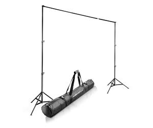 Walimex pro sistema di sfondo per telescopio L 120-307 cm - stabile per studio e dispositivi mobili I per fotografia, video e schermo verde I per tele di carta e tessuto I altezza 102-256 cm
