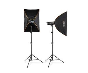 Walimex Pro Stager 400 HSS Set Double - flash da studio potente con ricevitore da 2,4 GHz, modalità HSS, 400 W, tempo di combustione breve, luce di regolazione LED, per fotografi professionisti