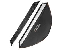 Walimex pro Studio Line Striplight SB QA - Softbox luce a strisce, superficie 40 x 120 cm, profondità 49,5 cm, pieghevole, con griglia, diffusore interno ed esterno, Speedring, per flash da studio