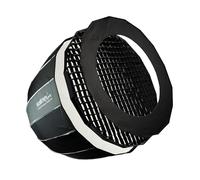 Walimex pro Studio Parabolic Softbox 90 cm, girevole a 360°, montaggio semplice grazie alla funzione di ombrello, con griglia, maschera, adattatore Bowens e borsa per il trasporto, ideale per ritratti