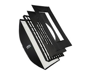 Walimex pro Studio Softbox 80 x 120 cm, girevole a 360°, montaggio semplice grazie alla funzione ombrellone, con griglia, maschere, adattatore Bowens e borsa per il trasporto, ideale per la fotografia
