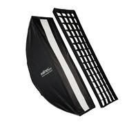 Walimex pro Studio Striplight Softbox 40 x 120 cm, girevole a 360°, montaggio semplice grazie alla funzione ombrellone, con griglia, maschera, adattatore Bowens e borsa per il trasporto, ideale per la