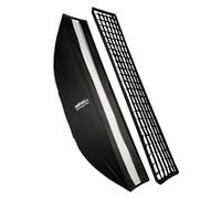 Walimex pro Studio Striplight Softbox 40 x 180 cm, girevole a 360°, montaggio semplice grazie alla funzione ombrellone, con griglia, maschera, adattatore Bowens e borsa per il trasporto, ideale per la
