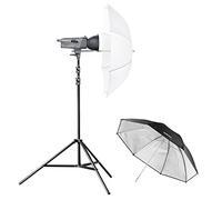 Walimex Pro VE-150 Studioset (150Ws Studioblitz inkl. Durchlichtschirm und Lampenstativ 256 cm, eingebauter Auslöser Empfänger)
