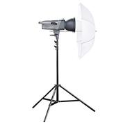 Walimex Pro VE-400 Excellence Einsteiger Studio-Set (Studioblitz 400Ws, Lampenstativ, Durchlichtschirm)