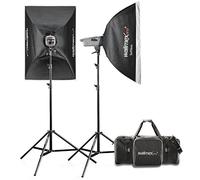 Walimex Pro VE Excellence 4.4 Set da studio (incl. 2x flash da studio 400 W con ricevitore integrato, 2x treppiedi per lampada, riflettore e grilletto)
