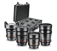 Walimex Pro Video e Foto Obiettivo Set FF Basis Set (35 mm 1: 1,5 obiettivo, 85 mm 1: 1,5 obiettivo, Obiettivo grandangolare da 14 mm 1: 3,1, 24 mm 1: 1,5 obiettivo e obiettivo valigia)