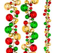 Waline Ghirlanda di Natale, 1,8 m, decorazione per albero di Natale, infrangibile, per feste, per interni ed esterni, casa, ufficio, rosso, verde, oro