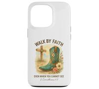 Walk By Faith 2 Corinthians 5:7 Western Boot Watercolor Custodia per iPhone 13 Pro