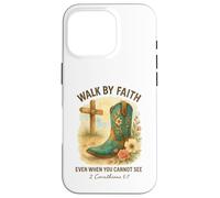 Walk By Faith 2 Corinthians 5:7 Western Boot Watercolor Custodia per iPhone 16 Pro