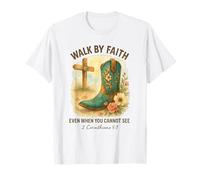 Walk By Faith 2 Corinthians 5:7 Western Boot Watercolor Maglietta