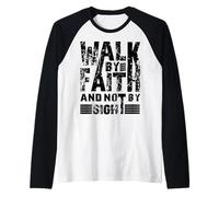 Walk By Faith Not By Sight Gesù Famiglia Uomini Donne Ragazzi Ragazze Maglia con Maniche Raglan