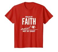 Walk By Faith Not By Sight Inspirational Christian Citazione Maglietta, Bambini, Rosso, 12 Anni