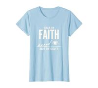 Walk By Faith Not By Sight Inspirational Christian Citazione Maglietta, Donna, Celeste, 3XL