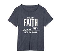 Walk By Faith Not By Sight Inspirational Christian Citazione Maglietta, Donna Plus-Size, Pervinca, 1X