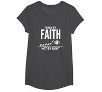 Walk By Faith Not By Sight Inspirational Christian Citazione Maglietta, Ragazze, Grigio Scuro, XS