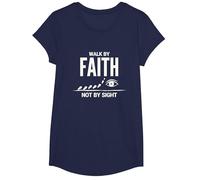 Walk By Faith Not By Sight Inspirational Christian Citazione Maglietta, Ragazze, Navy, S