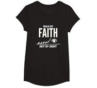 Walk By Faith Not By Sight Inspirational Christian Citazione Maglietta, Ragazze, Nero, S