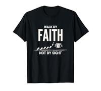 Walk By Faith Not By Sight Inspirational Christian Citazione Maglietta, Uomo, Nero, L