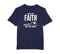 Walk By Faith Not By Sight Inspirational Christian Citazione Maglietta, Uomo Taglie Grandi, Navy, 4X Tall
