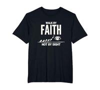 Walk By Faith Not By Sight Inspirational Christian Citazione Maglietta, Uomo Taglie Grandi, Nero, 2X Tall