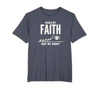 Walk By Faith Not By Sight Inspirational Christian Citazione Maglietta, Uomo Taglie Grandi, Pervinca, 2X Tall