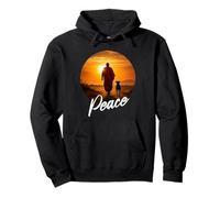 Walk for Peace - Monk with Aloka Dog Sunset Color Graphic Felpa con Cappuccio