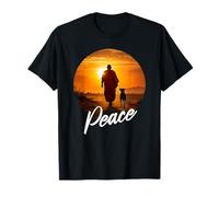Walk for Peace - Monk with Aloka Dog Sunset Color Graphic Maglietta