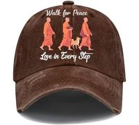 Walk for Peace Monks Cappellini da baseball per donne e uomini, cappello casual a tema Walk for Peace, Marrone caffè , Taglia unica