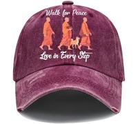 Walk for Peace Monks Cappellini da baseball per donne e uomini, cappello casual a tema Walk for Peace, Rosso vino scuro, Taglia unica