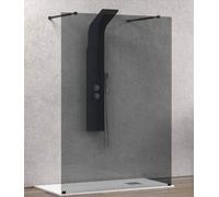 Walk in Doppio Ingresso H200cm Fumè 8mm Anticalcare Nero Opaco