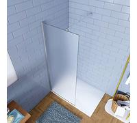 WALK IN Parete Fissa Doccia 75x195 cm in Vetro 6 mm Temperato Anticalcare Satinato Opaco Telaio Cromato Lucido Barra Stabilizzatrice 70-120 cm Regolabile