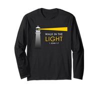 Walk in The Light - 1 John 1:7 Christian Faith Bible Verse Maglia a Manica