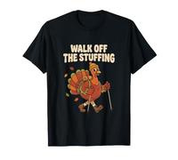 Walk off The Stuffing Divertente Ringraziamento Escursionismo Retro Autunno Maglietta