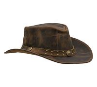 WALKER AND HAWKES - Cappello Brisbane in Pelle Bovina Outback Bicolore - Autunno Marrone - L (59cm)