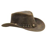 WALKER AND HAWKES - Cappello Brisbane in Pelle Bovina Outback Bicolore - Marrone Scuro - L (59cm)