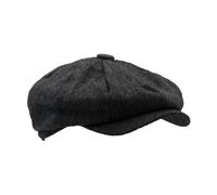 WALKER AND HAWKES - Cappello Tommy Baker Boy 8 pannelli in lana, Grey Herringbone, XL
