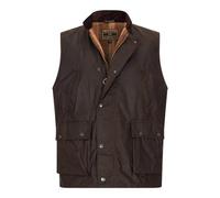Walker and Hawkes Wax Winchester Gilet da uomo, in cotone cerato, impermeabile, con colletto in velluto a coste e fodera in tartan, Marrone, XX-Large