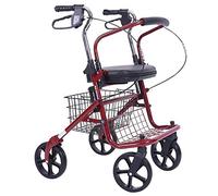 Walker, deambulatore Pieghevole a 4 Ruote con Sedile e Borsa - Ausilio per la Mobilità per Adulti, Anziani e disabili - Sedia da Trasporto in Alluminio It's so Kind of You, Rosso